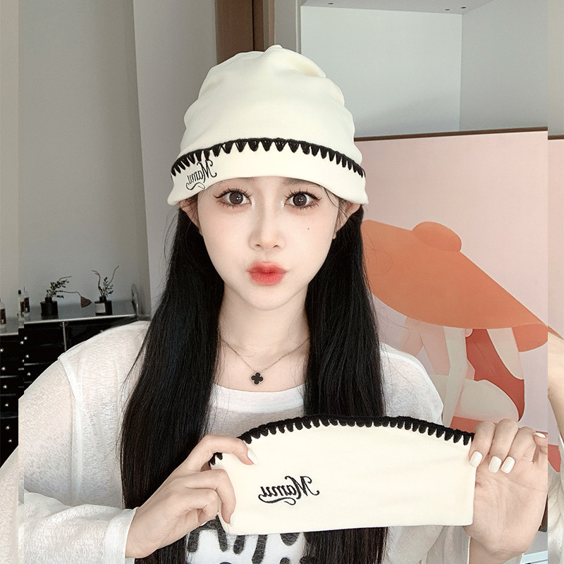 月子帽纯棉双层产妇帽防风春夏发带护额头巾简约刺绣孕妇帽子A类
