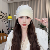 产妇月子帽双层纯棉秋冬套头帽简约帽子可爱气质包头帽月子发带春