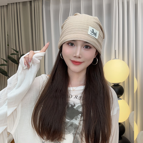 薄款无压感睡眠堆堆帽月子帽
