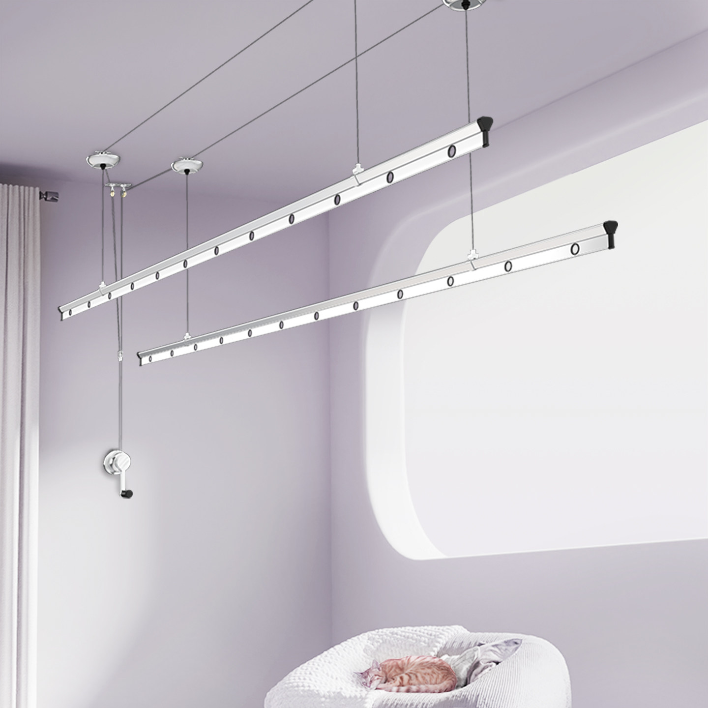 好太太手摇晾衣架阳台家用晒衣手动室内凉衣架