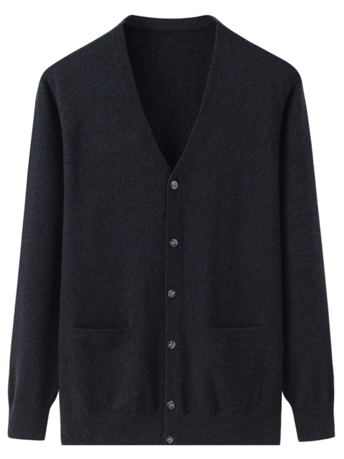 남성 브이넥 긴팔 순수 캐시미어 가디건 비즈니스 캐주얼 포켓 장식 따뜻하고 부드럽고 매끄러운 봄 가을 재킷