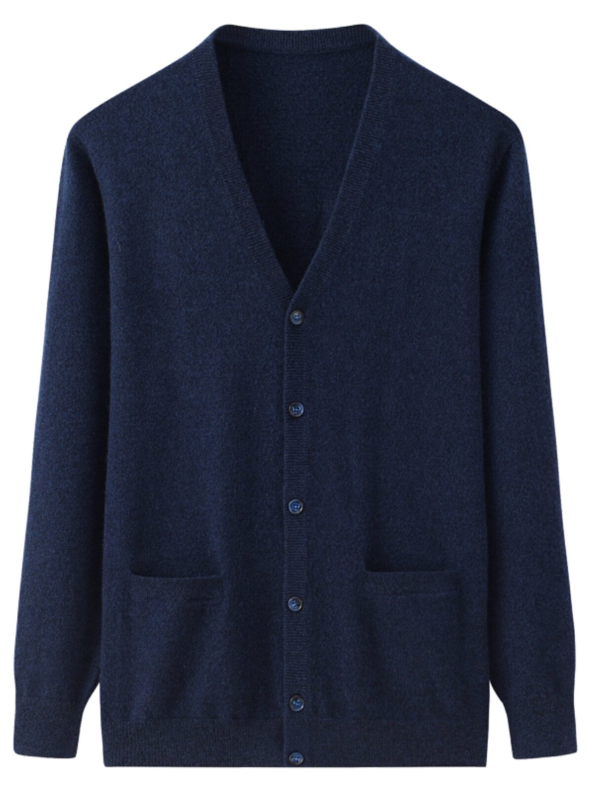 남성 브이넥 긴팔 순수 캐시미어 가디건 비즈니스 캐주얼 포켓 장식 따뜻하고 부드럽고 매끄러운 봄 가을 재킷