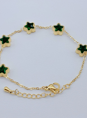 越南沙金时尚简约五星绿宝石手链