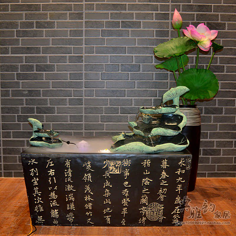 工艺新中式风景观鱼缸喷泉装饰品