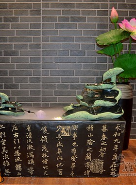 新中式客厅家居风水池摆件设流水景观鱼缸工艺装饰品喷泉荷塘蛙趣