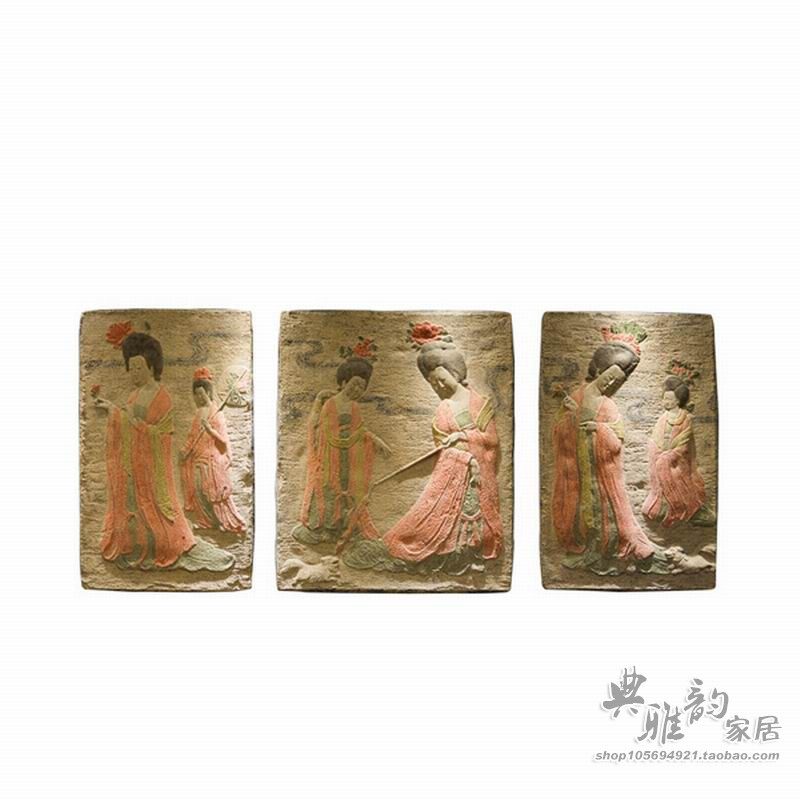 创意饰式复古酒吧墙中树脂立体浮雕无框画挂饰画挂件簪花女仕壁饰
