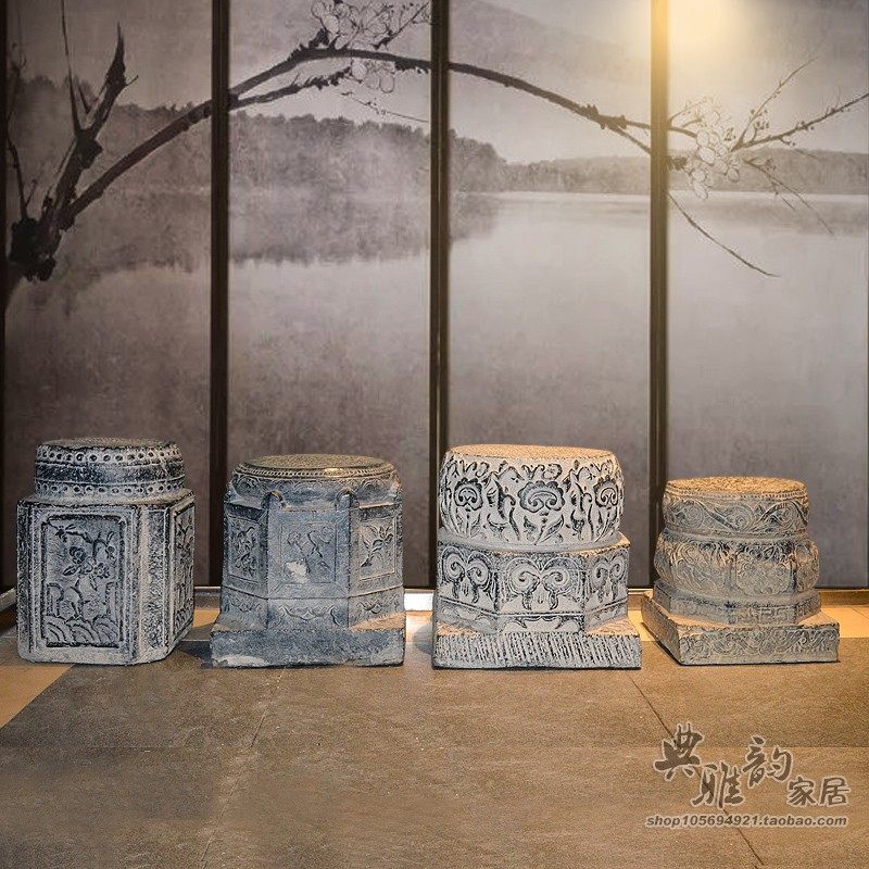 仿石墩暗八仙柱石凳石墩子圆形庭院户外门口柱墩仿古家用门墩石鼓