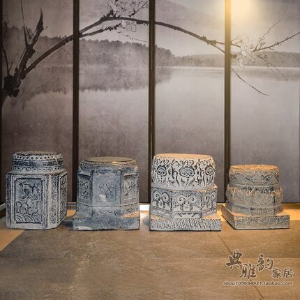 仿石墩暗八仙柱石凳石墩子圆形庭院户外门口柱墩仿古家用门墩石鼓