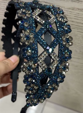 新款宽边发箍女花朵满钻发卡奢华高端妈妈款遮白发神器防滑大头箍