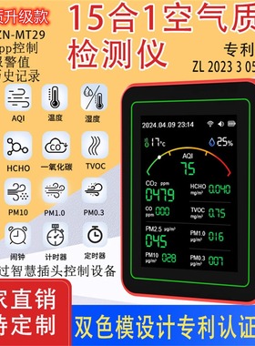 15合1二氧化碳监测仪pm2.5pm1.0甲醛检测仪温湿度计CO2空气质量