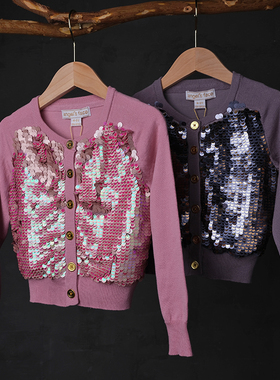 英国原装进口Angel's Face春秋女童舒适甜美可爱亮片针织长袖开衫