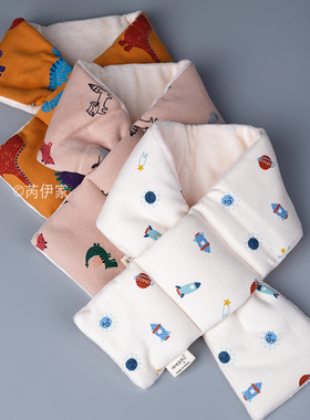 韩国进口秋冬款男女童洋气恐龙围巾宝宝动物交叉纯棉柔软舒适围脖