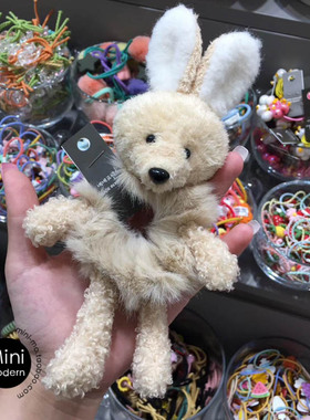 韩国原装进口bebeprince女童可爱小兔子小熊大号毛毛动物头绳头饰