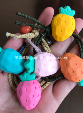 韩国原装进口 bebe prince女童甜美草莓发绳 水果发饰 可爱扎头绳