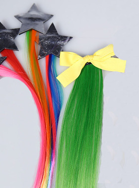 韩国原装进口女童星星脏脏辫彩虹编发绳头饰可爱七彩蝴蝶结假发