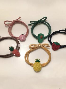 韩国原装进口女童水果橡皮筋扎头绳 可爱发量多高弹大圈皮筋头饰