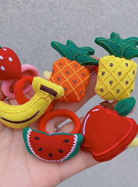 韩国原装进口女童布艺水果草莓香蕉菠萝西瓜苹果头绳不伤头发皮筋
