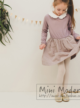 韩国原装进口Benebene春秋女童可爱舒适连衣裙娃娃领透气连身裙子