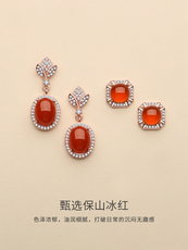 Серьги 南红玛瑙耳饰蛋面复古新中式耳钉保山冰红气质女人味无事牌耳环 In lady