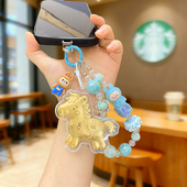 2026马上有钱新款 创意手机链拉布布手串钥匙扣包包挂饰塑箔金马