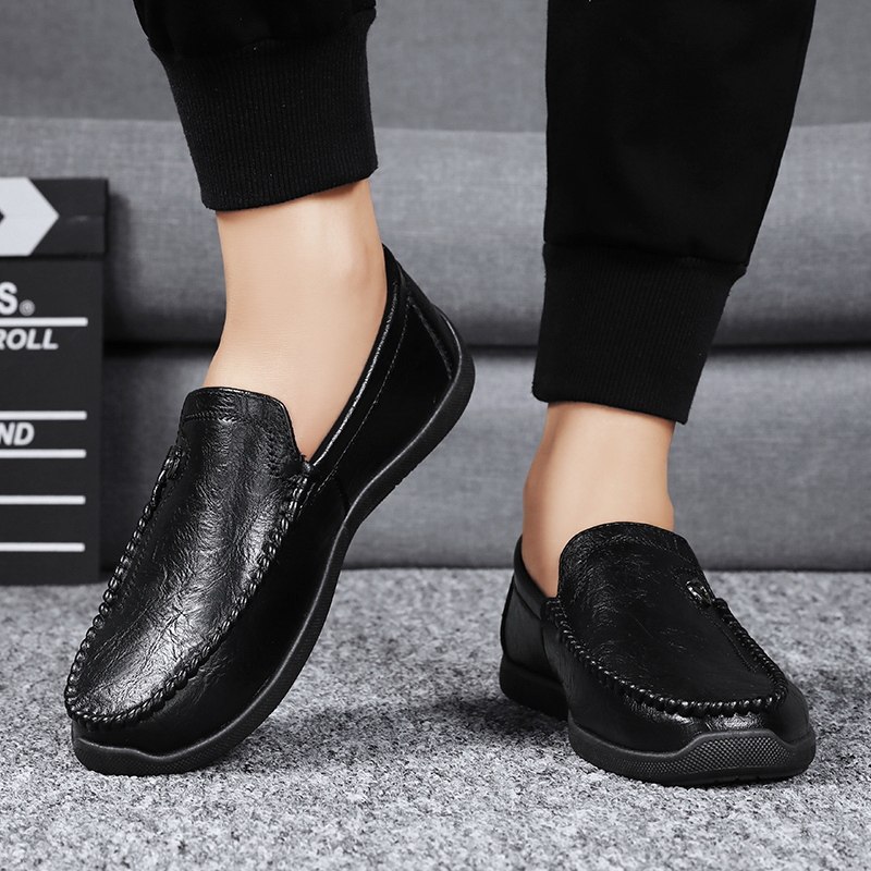 男鞋2025年新款潮流夏季男士透气薄款休闲皮鞋一脚蹬驾车豆豆潮鞋,流行男鞋,单鞋,淘宝优惠券,粉丝福利购,淘宝优惠卷