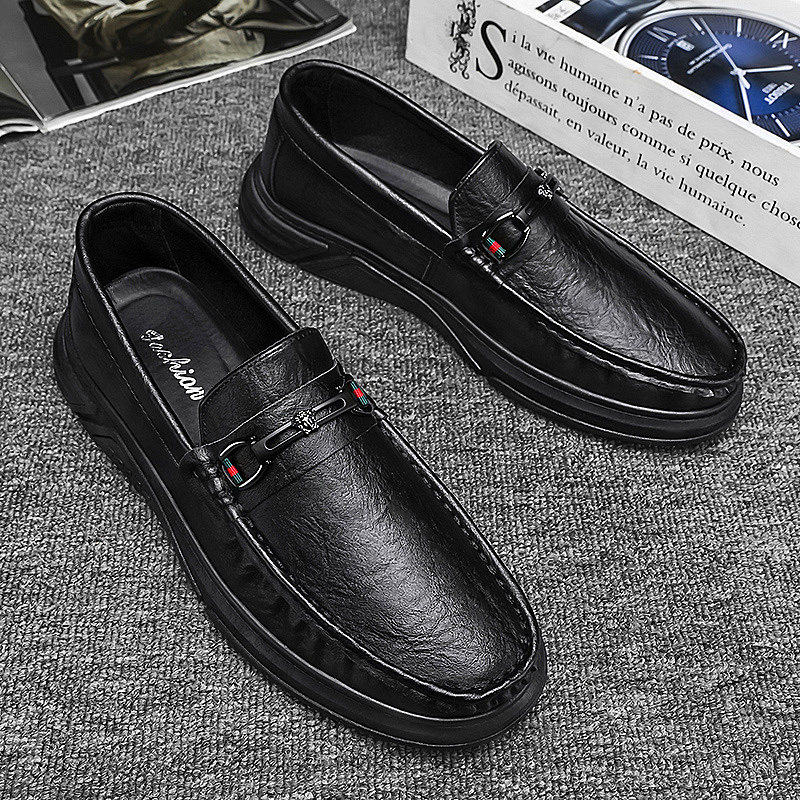 2025春季男鞋商务正装英伦休闲上班工作黑色皮鞋一脚蹬开车豆豆鞋,流行男鞋,单鞋,淘宝优惠券,粉丝福利购,淘宝优惠卷