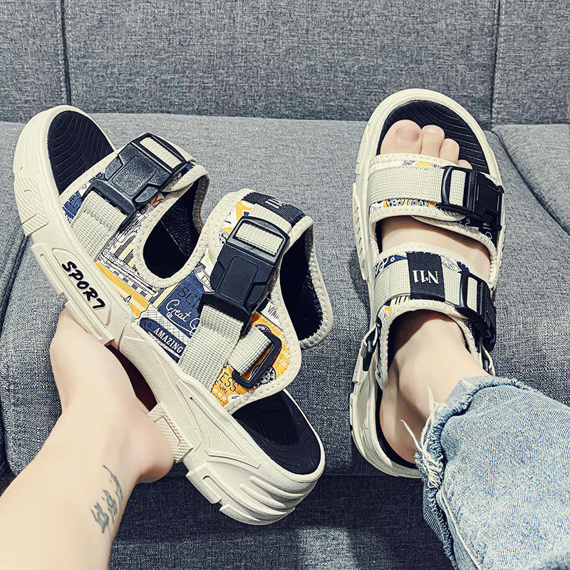 凉鞋男士夏季2025新款潮流ins沙滩休闲外穿运动两用厚底网红拖鞋,流行男鞋,休闲凉鞋,淘宝优惠券,粉丝福利购,淘宝优惠卷