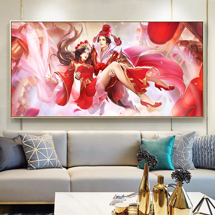 满钻钻石画新婚情侣结婚款十字绣王者荣耀大圣娶亲古风人物钻石绣