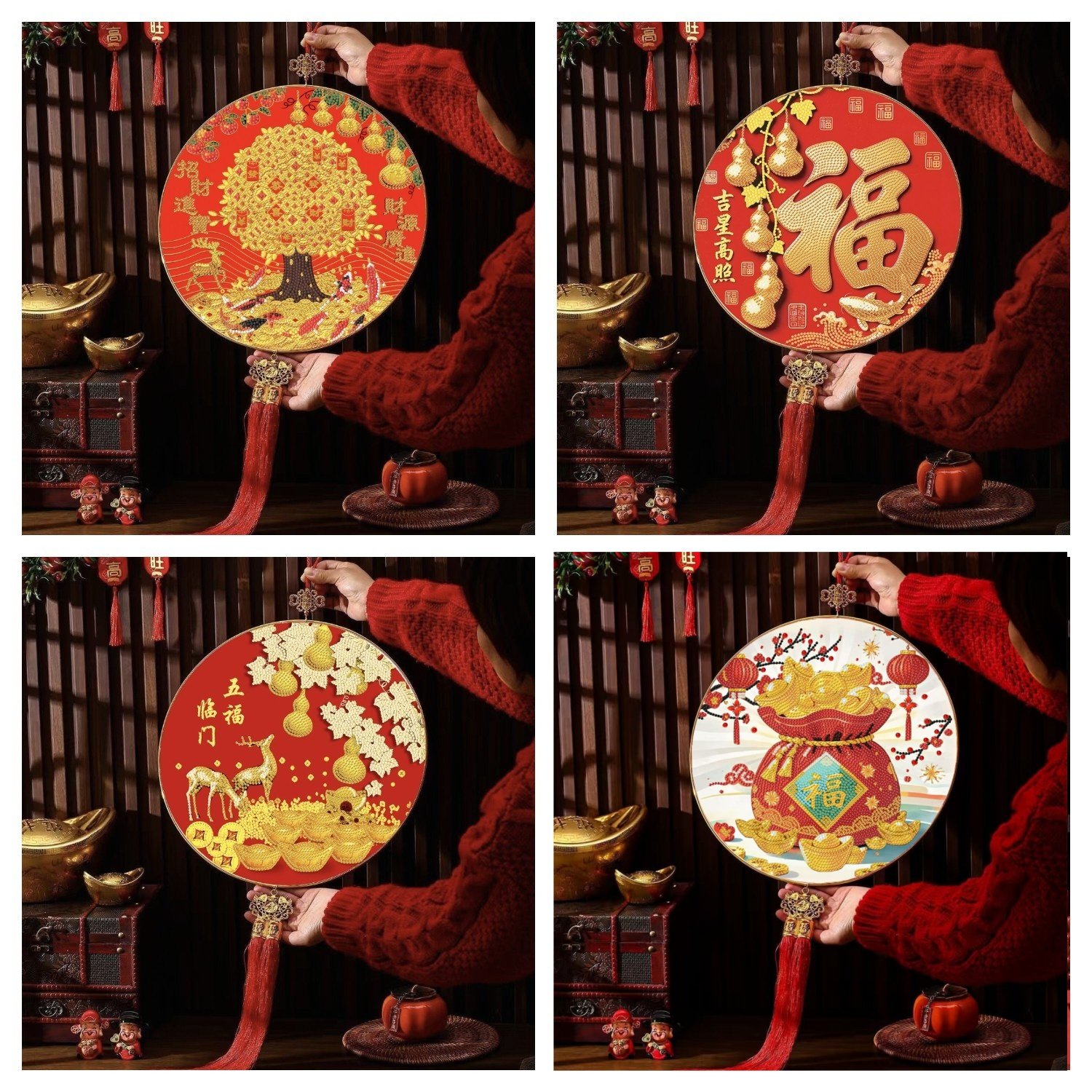 钻石画十字绣发财树葫芦五福临门福字吉星高照新款带框挂件点钻绣,居家布艺,钻石绣,淘宝优惠券,粉丝福利购,淘宝优惠卷