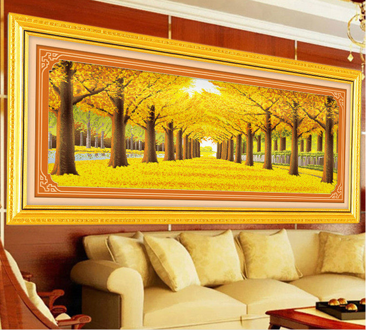 圆钻满钻钻石画十字绣黄金满地风景画新款大幅客厅点钻贴钻钻石绣