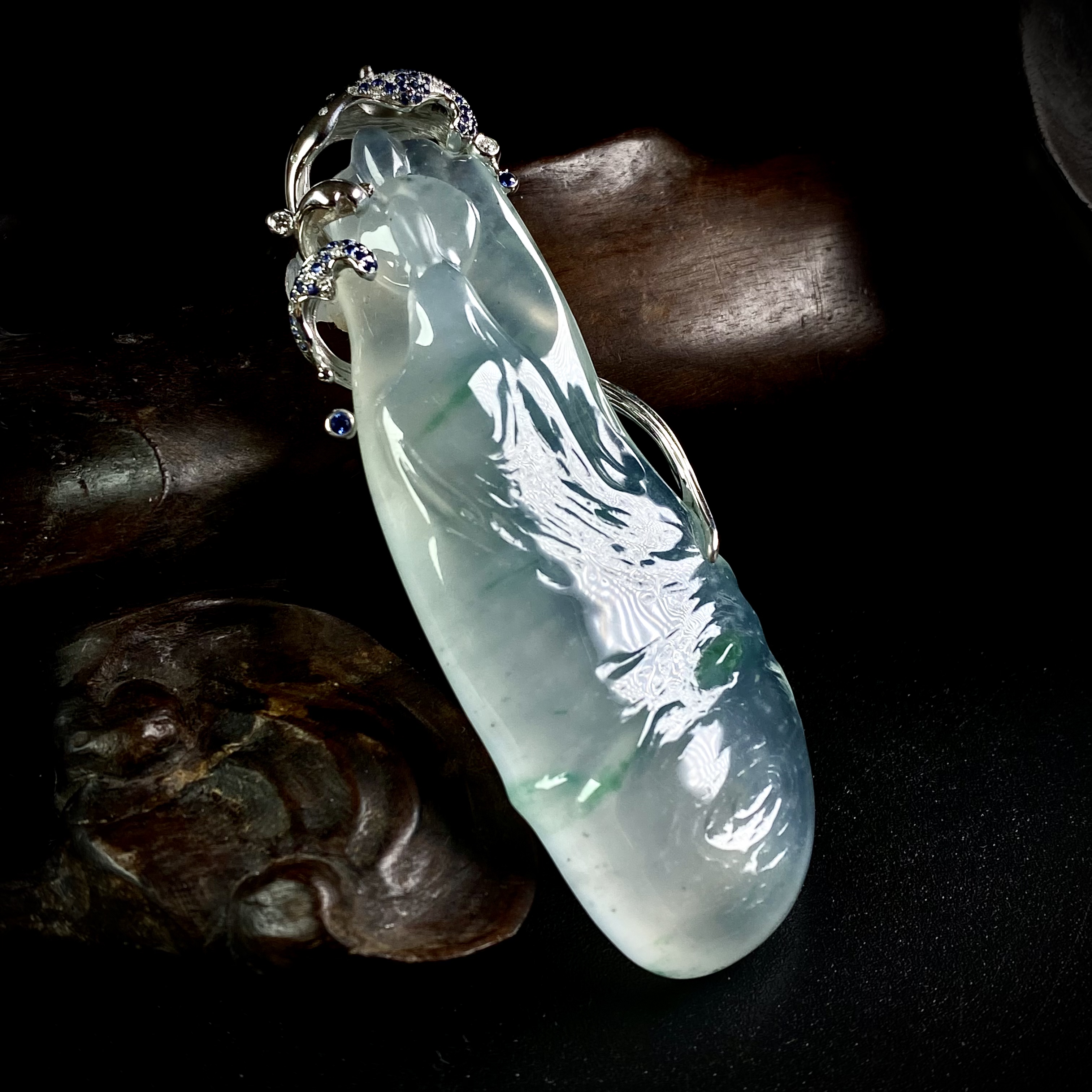 沁馨雅集 天然高冰种a货翡翠无相观音 老坑种飘翠吊坠玉坠女