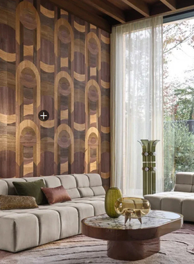 casamance法国进口壁布Traversée现代几何形状镶嵌工艺玄关背景