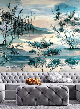 意大利原装进口墙纸新中式花枝 沙发 卧室背景墙壁纸33590 33591
