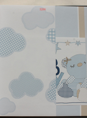 意大利进口儿童房蓝色粉色云团图案壁纸3263 3264 3266 3267 3268