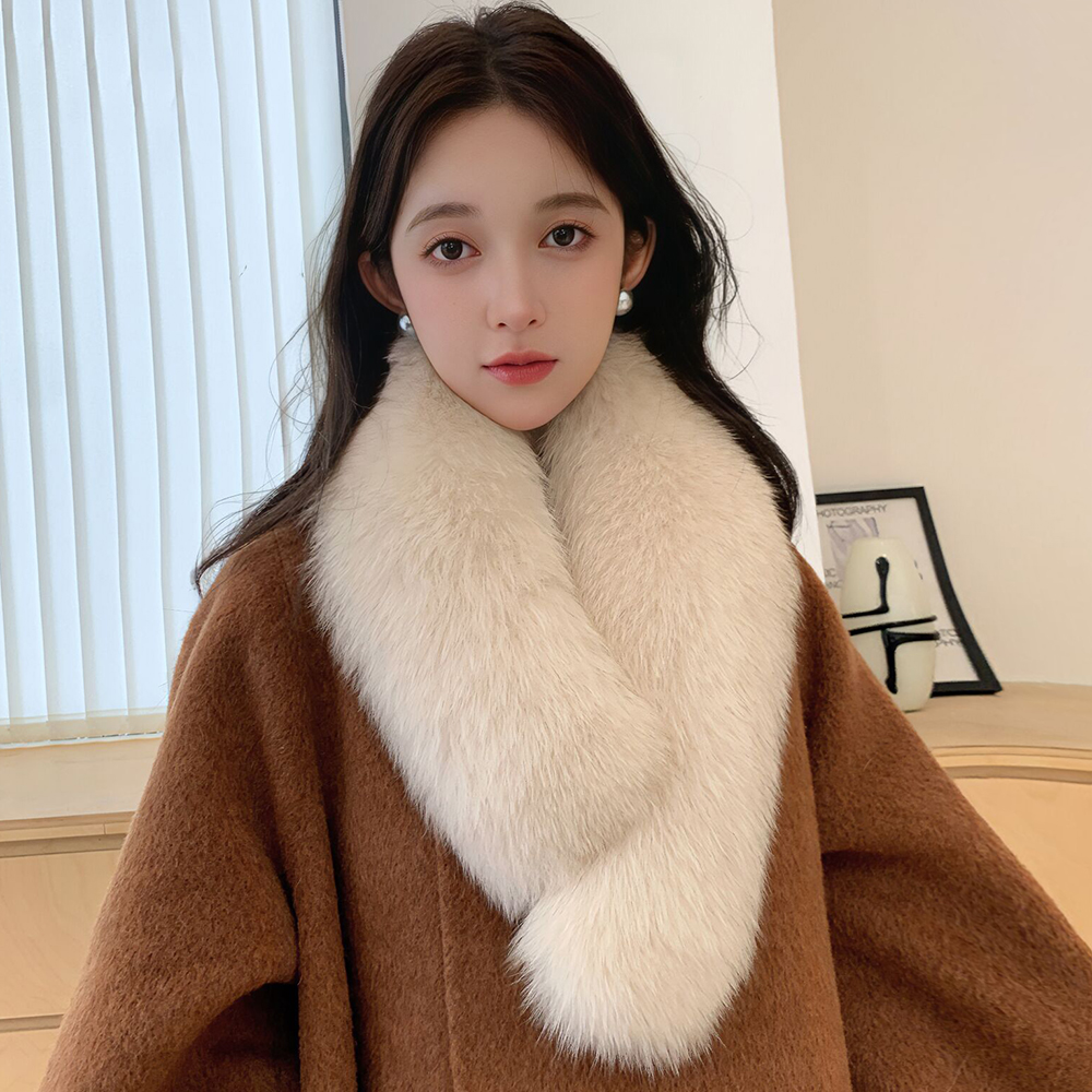 韩国蓝狐奢华狐狸毛围巾女围脖皮草大衣领子帽条披肩保暖加厚真毛