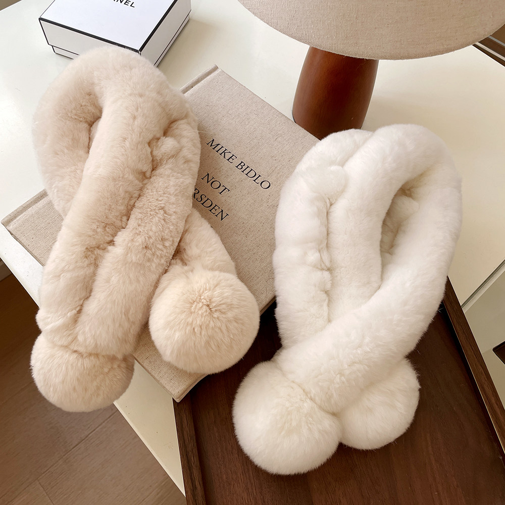 双球皮草围巾女冬加厚款整皮韩版獭兔毛围脖保暖双面毛真毛交叉,服饰配件/皮带/帽子/围巾,围巾/丝巾/披肩,淘宝优惠券,粉丝福利购,淘宝优惠卷