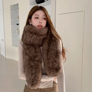 网红款奢华双面狐狸毛女冬天保暖长款皮草围巾百搭真毛围脖加厚