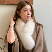 真狐狸毛皮草围巾双面毛女冬围脖加厚磁吸兔绒内里保暖皮草毛领子