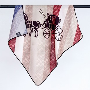 字母马车气质条纹新款70真丝羊毛方巾百搭双面异色围巾