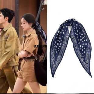 升级版美式经典100%纯棉腰果长巾高级百搭发带头巾领巾丝巾菱形巾
