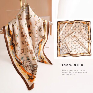 【26春夏素缎】100%真丝70中方巾合集老花腰果花丝巾女桑蚕丝围巾