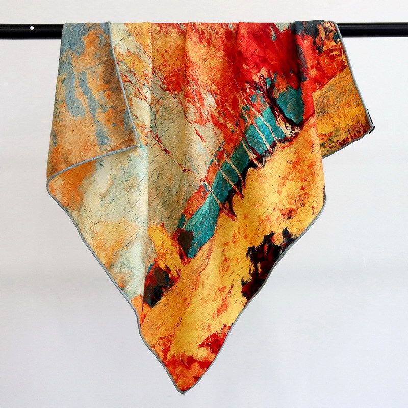 双面异色白桦树羊毛丝方巾