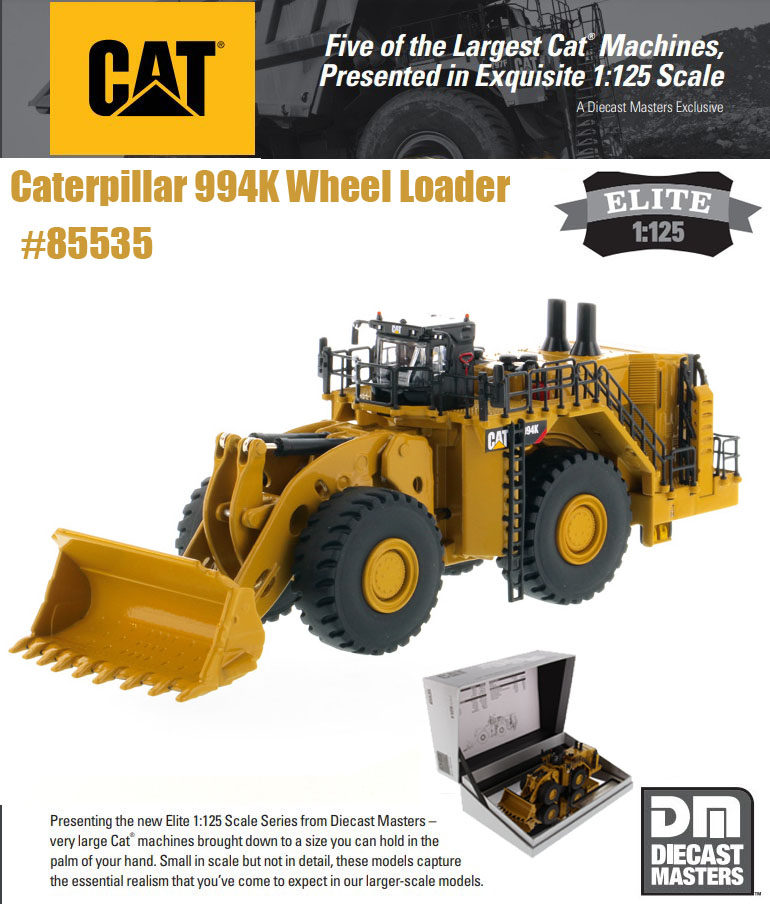 dm卡特工程车1/125 cat 994k装载机模型elite精品纪念版礼盒摆件