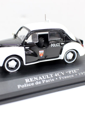 1 43合金车 RENAULT 4CV 1956 雷诺法国巴黎警车老爷车模型