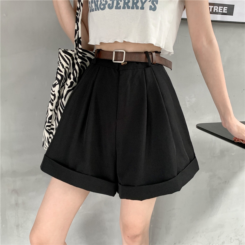 Real shot real price Suit Shorts women's Korean loose high waist slim casual wide leg pants