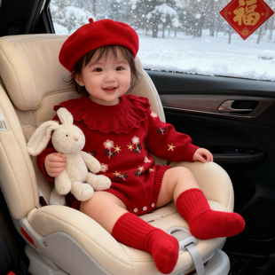 拉果婴儿秋冬毛衣宝宝满月百日宴周岁礼服圣诞新年公主针织包屁衣