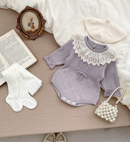 拉果拉新款婴儿秋套装洋气小公主秋装宝宝秋冬穿搭洋气毛衣包屁衣