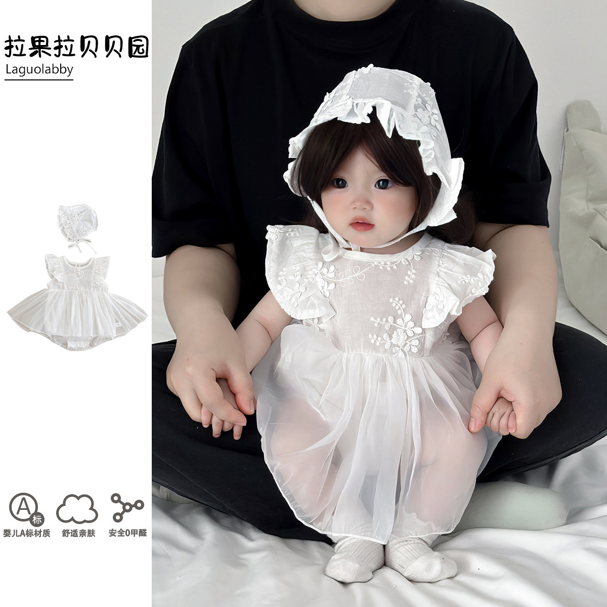 韩版夏季新款新生婴儿衣服百日宴周岁礼服超仙软纱裙包屁衣公主裙