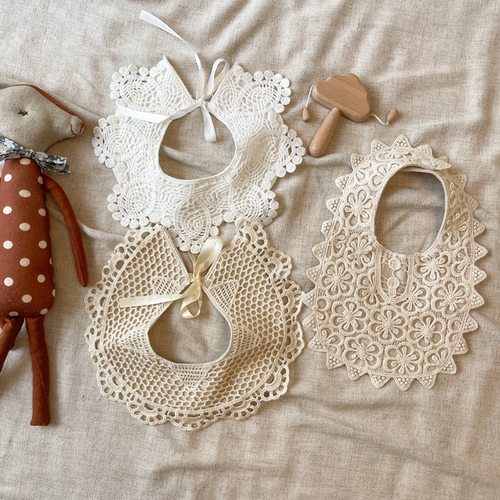 拉果家25女童蕾丝花边假领子婴儿围嘴韩系高级ins宝宝口水巾围兜