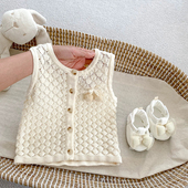 韩版 外穿洋气坎肩公主宝宝春秋可爱针织背心上衣薄 婴儿小马甲夏季